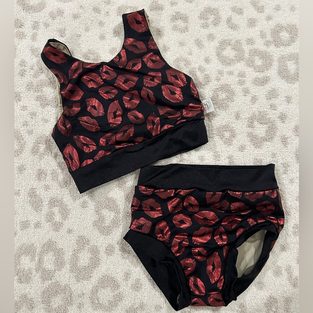 Lip print Kids dance 2 piece